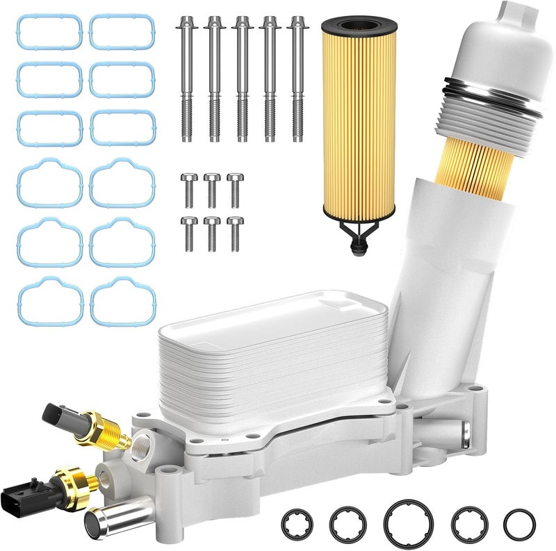 FILTERUP 926-959 Improved Full Aluminum Engine Oil Filter Housing Kit with Oil Cooler Sensors & Gaskets Compatible with 2017-2018 Chrysler 200 300, Dodge Charger Avenger, Jeep Wrangler, Ram ProMaster 3.6L V6 - Image 1